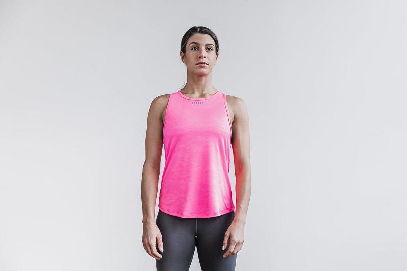 Women's Nobull WoLightweight Textured (NEON Camo) Tanks Pink | SG F3212D